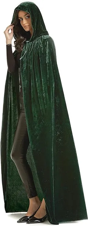 Velvet Cloak, Adult Hooded Cloak Velvet Cape Halloween Witch Costume for Men and Women Cosplay Costumes