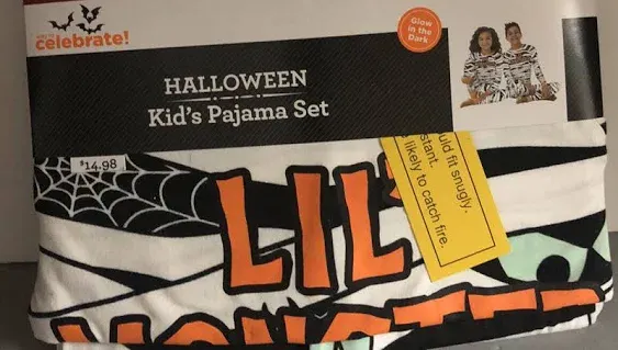 Kids Unisex Halloween Pajama Set Lil Mummy Glow in the dark Size 10 Brand New