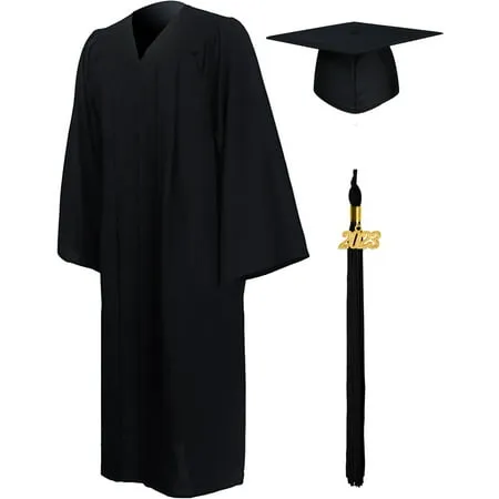 GraduationMall Matte Graduation Gown Cap Tassel Set 2024 for High School and Bachelor