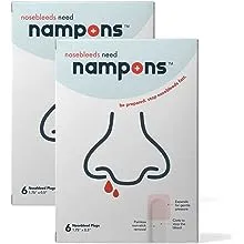 Nampons for Nosebleeds - 6 Nasal Plugs with Clotting Agent to Stop Nosebleeds Fast. Trusted by Doctors, Nurses and First Responders. Safe and Effective for Children, Adults, and Seniors