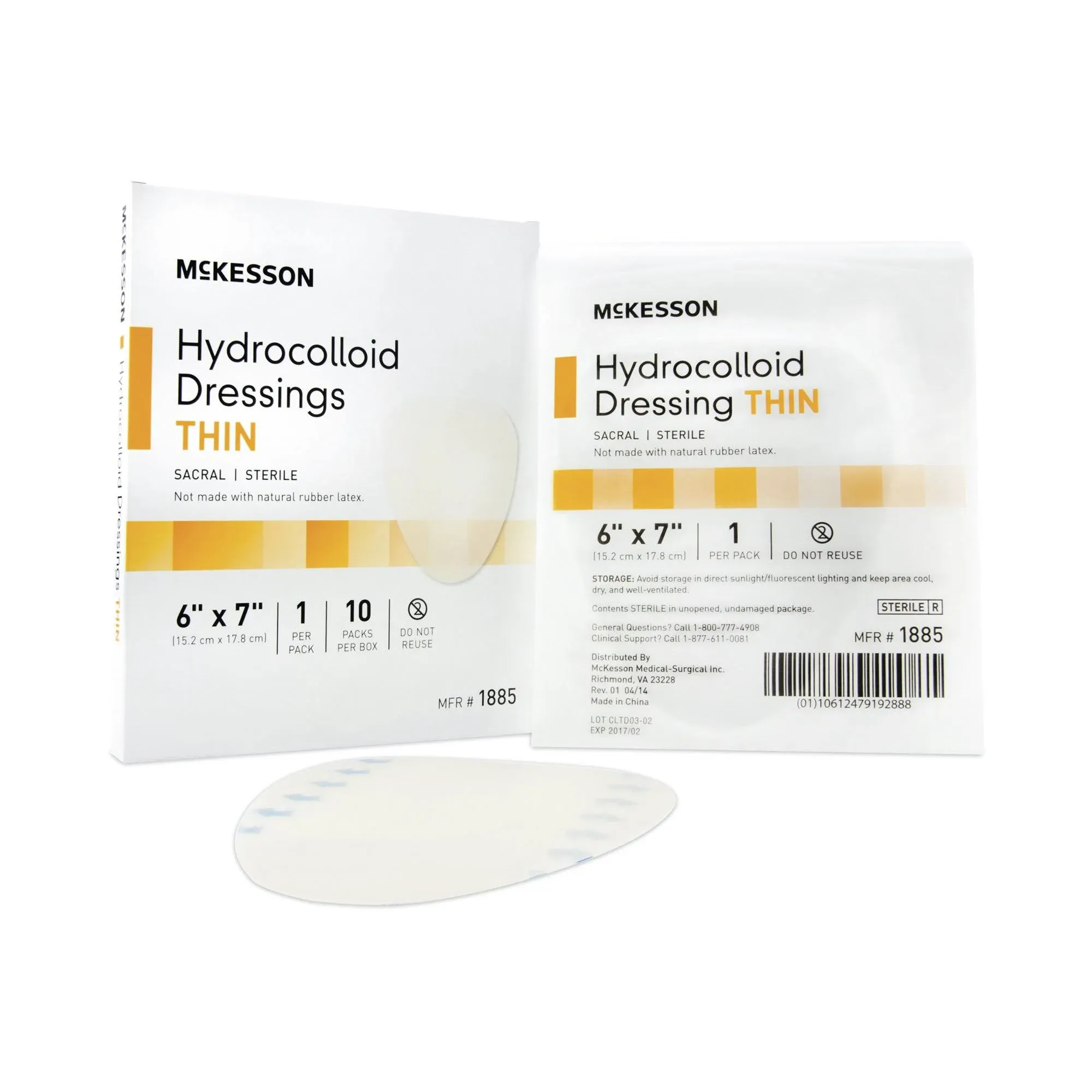 Thin Hydrocolloid Dressing McKesson 6 X 7 Inch Sacral 10/BX