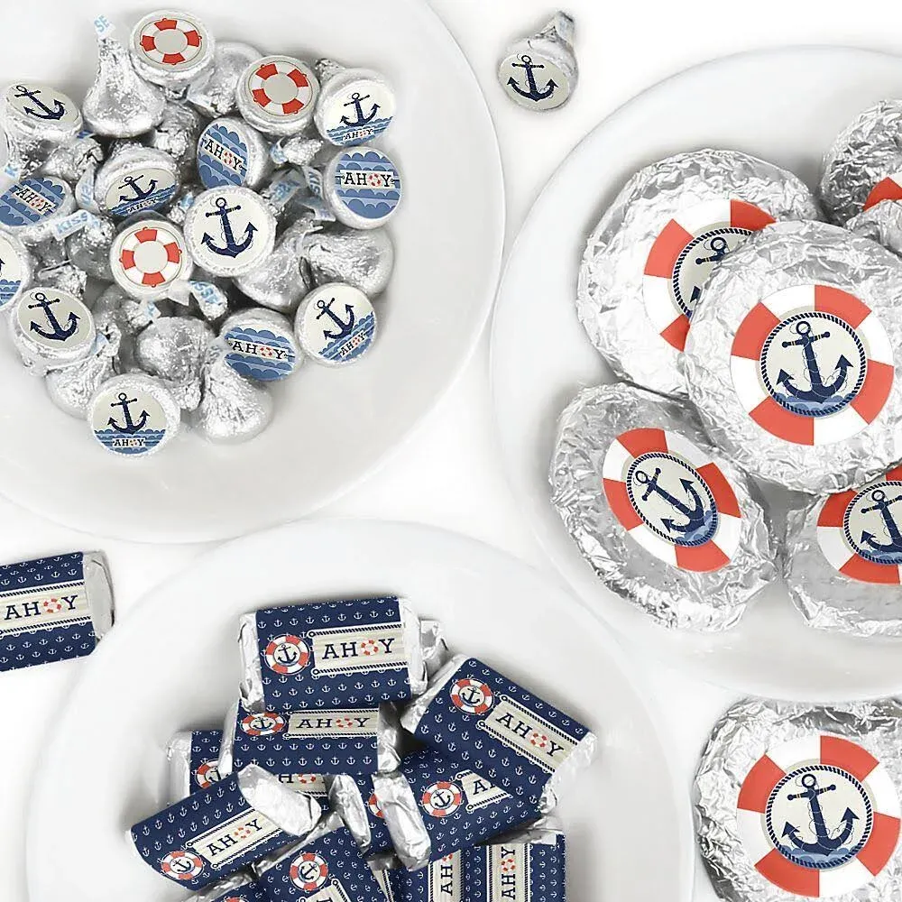 Ahoy - Nautical - Party Candy Favor Sticker Kit - 304 Pieces
      
          Ahoy - Nautical - Party Candy Favor Sticker Kit - 304 Pieces