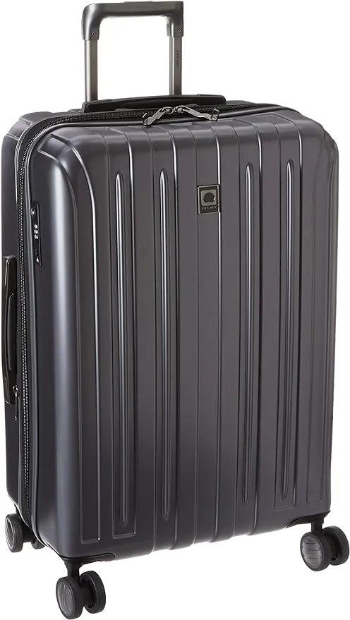 DELSEY Paris Titanium Hardside Expandable Luggage with Spinner Wheels, Graphite, Checked-Medium 25 Inch