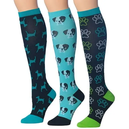 Ronnox Compression Socks for Men & Women Colorful Patterned Knee High Socks (16-20 mmHg / 12-14 mmHg) 3-Pairs