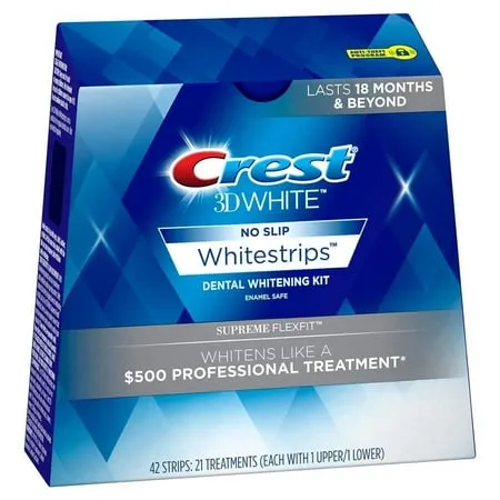 Crest 3D Whitestrips, Supreme Flexfit, kit de tiras de clareamento dental, 42 tiras (pacote com 21)