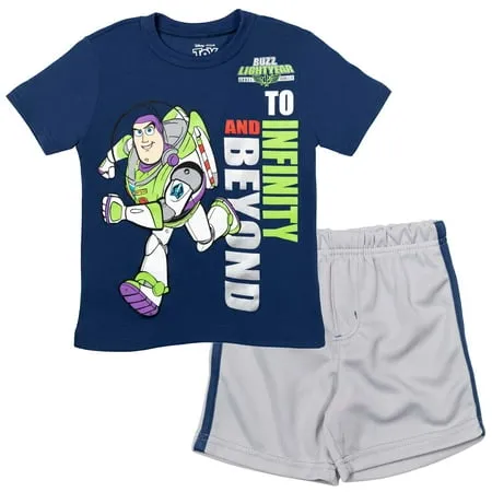 Disney Pixar Toy Story Buzz Lightyear Toddler Boys T-Shirt and Mesh Shorts Outfit Set Blue/Gray 5T