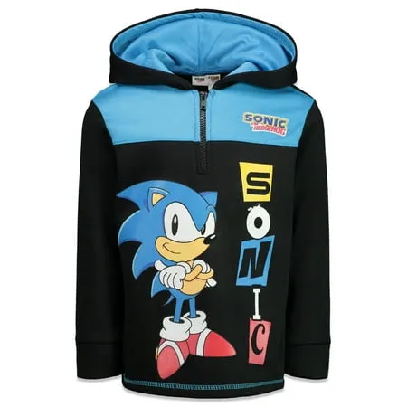 SEGA Sonic The Hedgehog Little Boys Fleece Half Zip Hoodie Black 7SEGA Sonic The Hedgehog Little Boys Fleece Half Zip H…