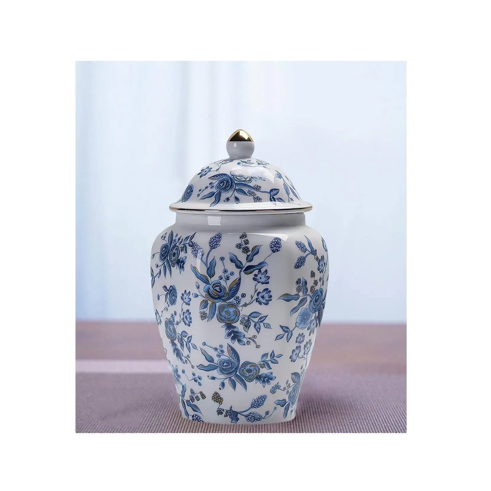  Rose Medium Urn for Female - Ceramic KeepsakeUrn for Human Ashes Blue Rose