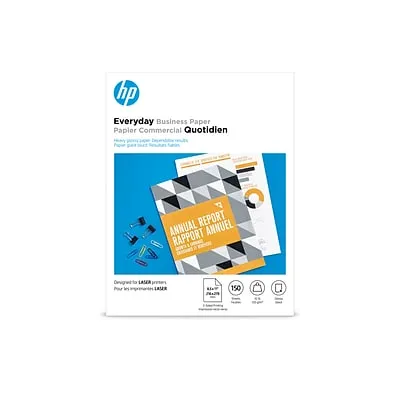 HP Everyday Business Paper for Laser Printers, Glossy, Letter Size (8 1/2" x 11), Heavy 32 Lb, Pack Of 150 Sheets (4WN08A)