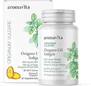 Oregano Oil Capsules- 86-90% Carvacrol - High Potency Digestive Support Oil of Oregano - Natural Antioxidant - Vegan, Herbal Supplement - 108mg of Carvacrol per Softgel - 60 Capsules
