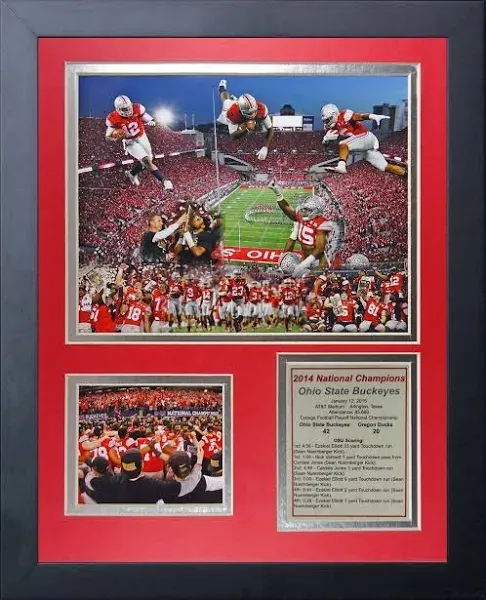 NCAA Ohio State Buckeyes Legends Never Die Framed Photo Collage (2014 CFP Football National Champions), Celebration 2, 11 x 14-Inch