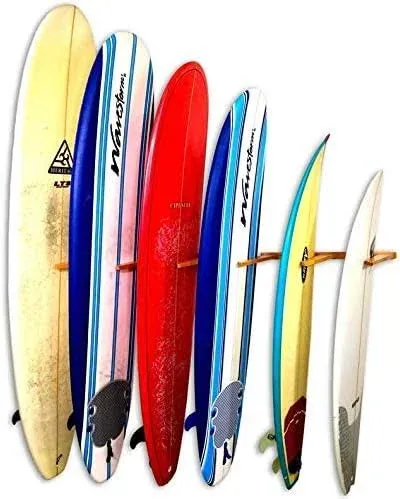 StoreYourBoard Vertical Timber Surfboard Wall Rack Holds 6 Surfboards-Real Wood