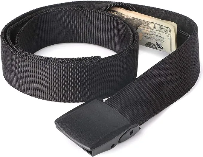 JASGOOD Travel Security Money Belt with Hidden Money Pocket - Cashsafe Anti-Theft Wallet Unisex Nickel free Nylon Belt