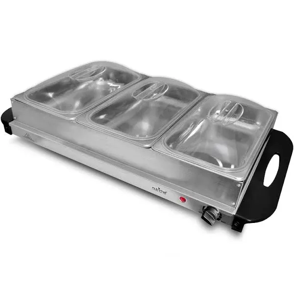 Nutrichef Food Warming Tray / Buffet Server / Hot Plate Warmer 2-in-1 Appliance