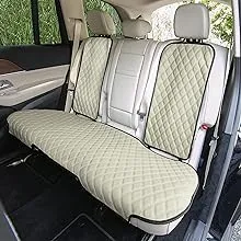 FH Group Universal Fit Faux Leather Car Seat Protectors Non-Slip Backing Rear Set - Beige