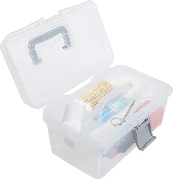 Clear Gray Empty First Aid Storage Box, Multipurpose Tackle Box