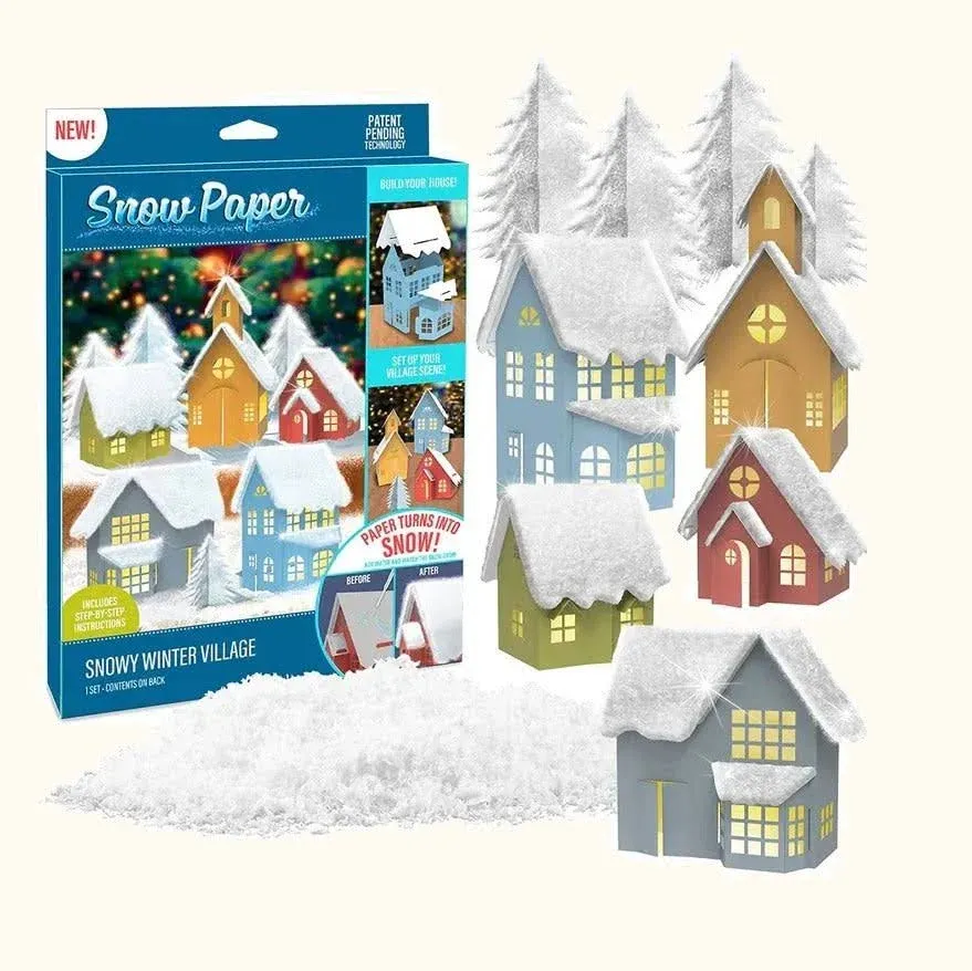 Snow Paper Craft - Snowy Gingerbread House Kit with Decorative Stickers & Paper Turns to Snow Arts & Craft Kit Adult Teens Gifts