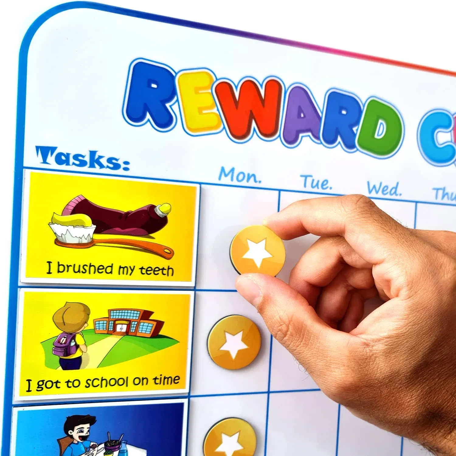 HMmagnets Large Magnetic Reward Chart for Kids - 127 Pre-Written Stickers ...