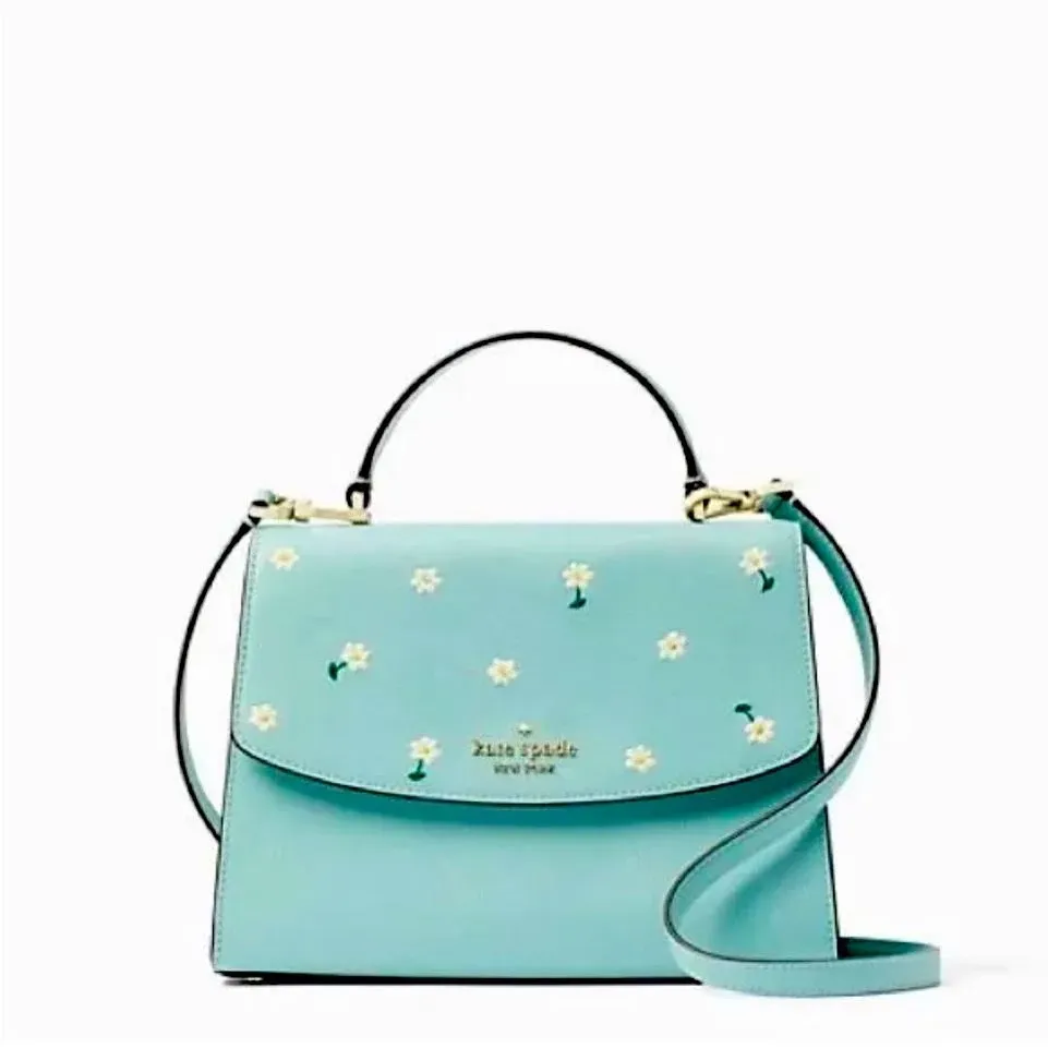 Kate Spade Purse Darcy Embroidered Top handle satchel crossbody aphrodite green 