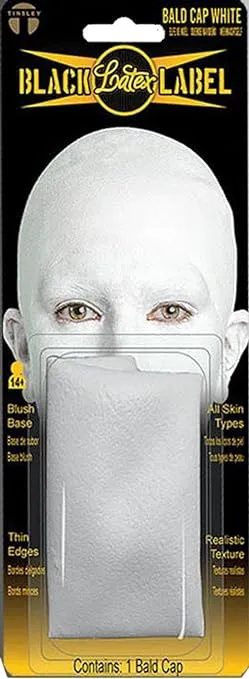 Bald Cap White Ghost Costume Makeup Mime Latex Professional Sculptured Cap