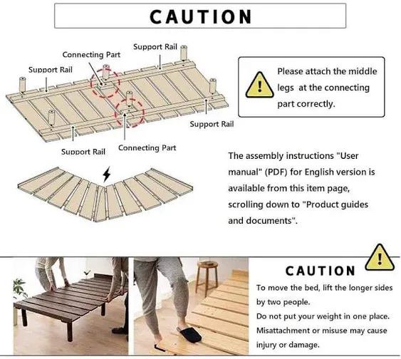 Wood Slatted Floor Bed Frame OSMOS Twin for Japanese Futon Mattress Solid Pine (