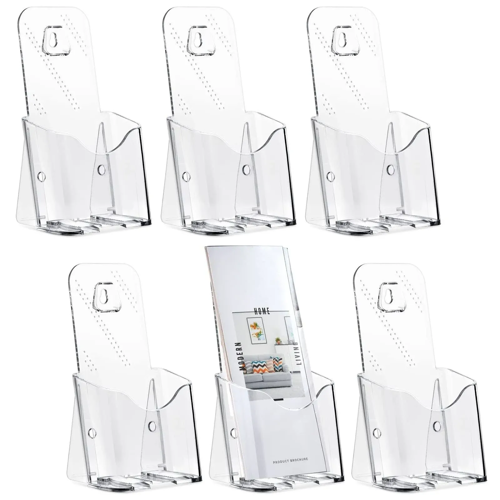 Stockroom Plus 6 Pack Clear Acrylic Brochure Holder Wall Mount