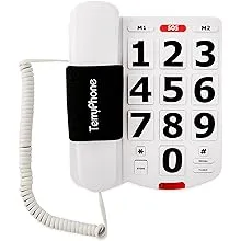 Big Button Phone for Seniors - Corded Landline Telephone - Large Buttons and One-Touch Dialling for Visually Impaired - 80 dB Amplified Ringer for Hearing Impaired, Ergonomic Non-Slip Grip