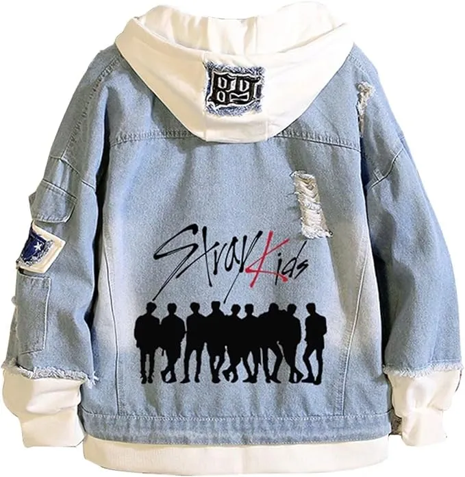 KPOP Stray Kids Hoodie Denim Jacket Jean Coat Hoodies