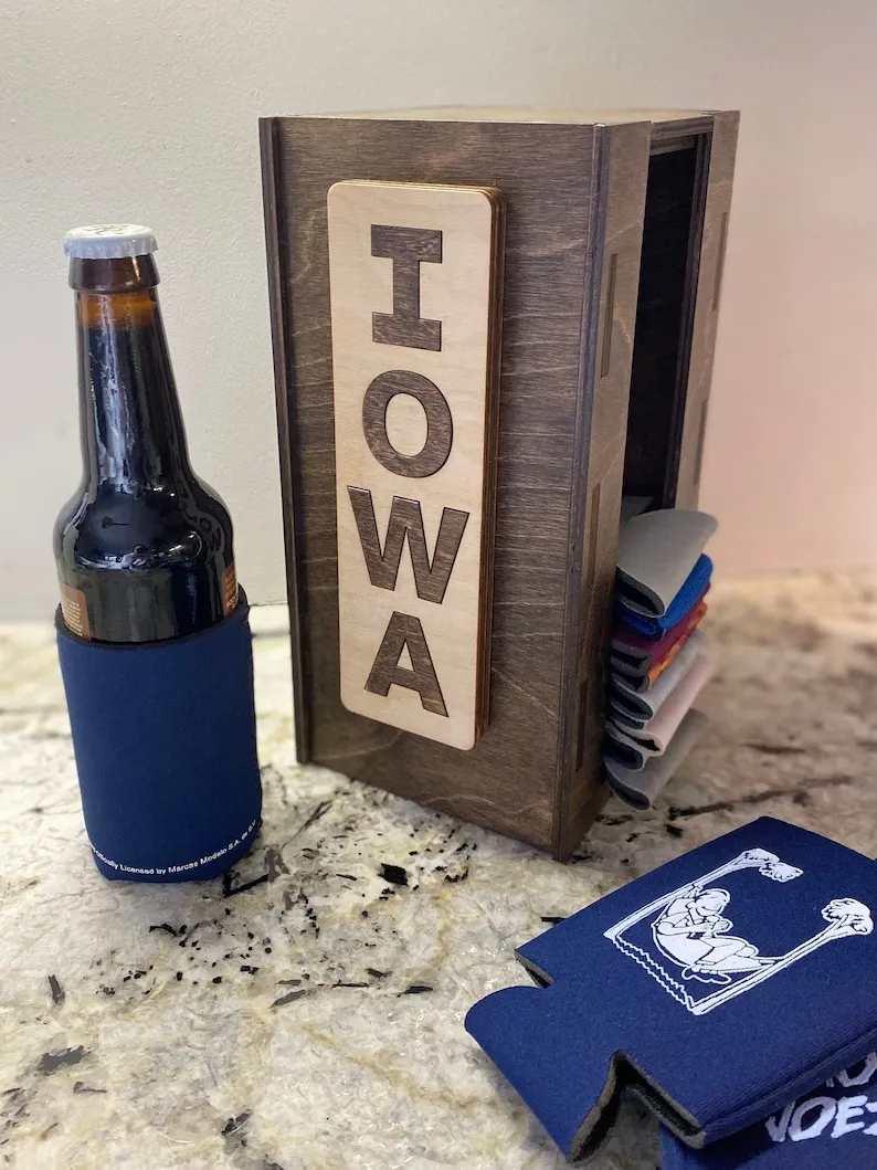 Iowa Koozie Holder with Magnetic Bottle Opener