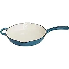 Mirro MIR-19061 12" Cast Iron Skillet, Teal, Ready to Use