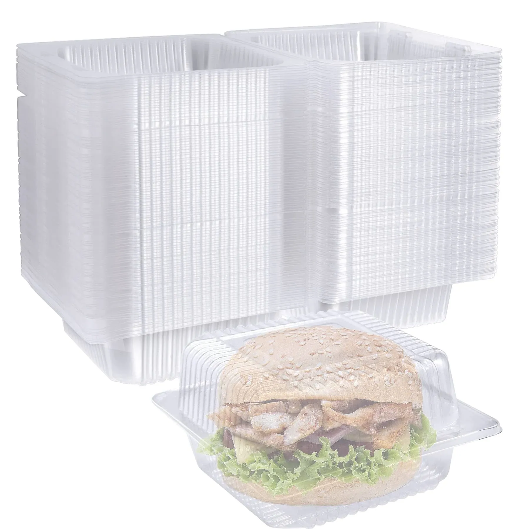 50 Pcs Clear Hinged Plastic Containers with Lids,Individua<wbr/>l Cake Slice