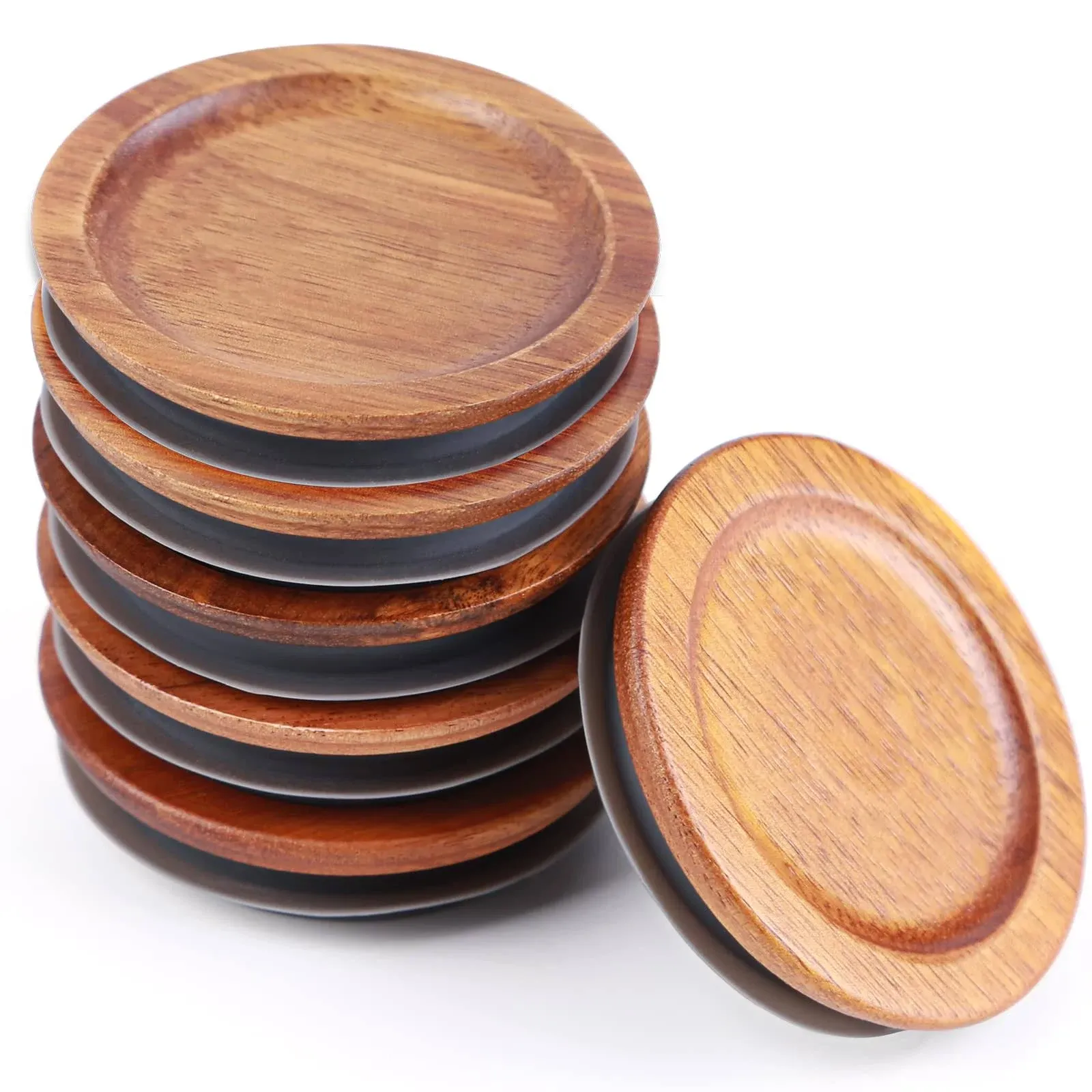 6Pack Regular Mouth Mason Jar Lids Acacia Wooden Storage Canning Jar Lids Ball ...