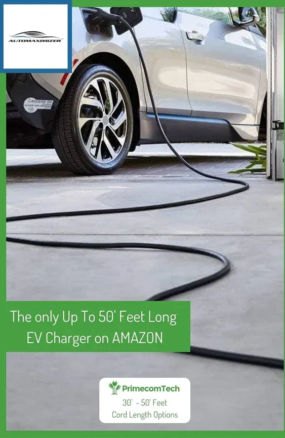 Level 2 EV Charger 220/240V, 16A, 30Ft & 50Ft, Portable EVSE Electric Vehicle ...