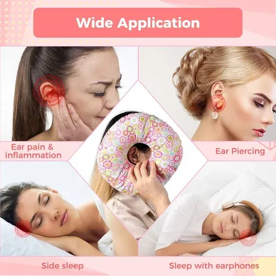 Ear Piercing Pillow Side Sleepers Hole for CNH Pain Inflammation Pressure Sores 