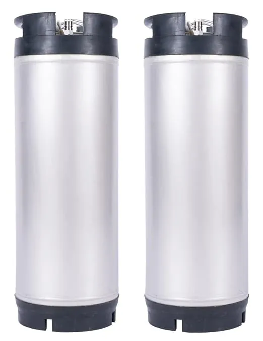 Two Pack of New 5 Gallon Ball Lock Kegs with Dual Rubber Handles