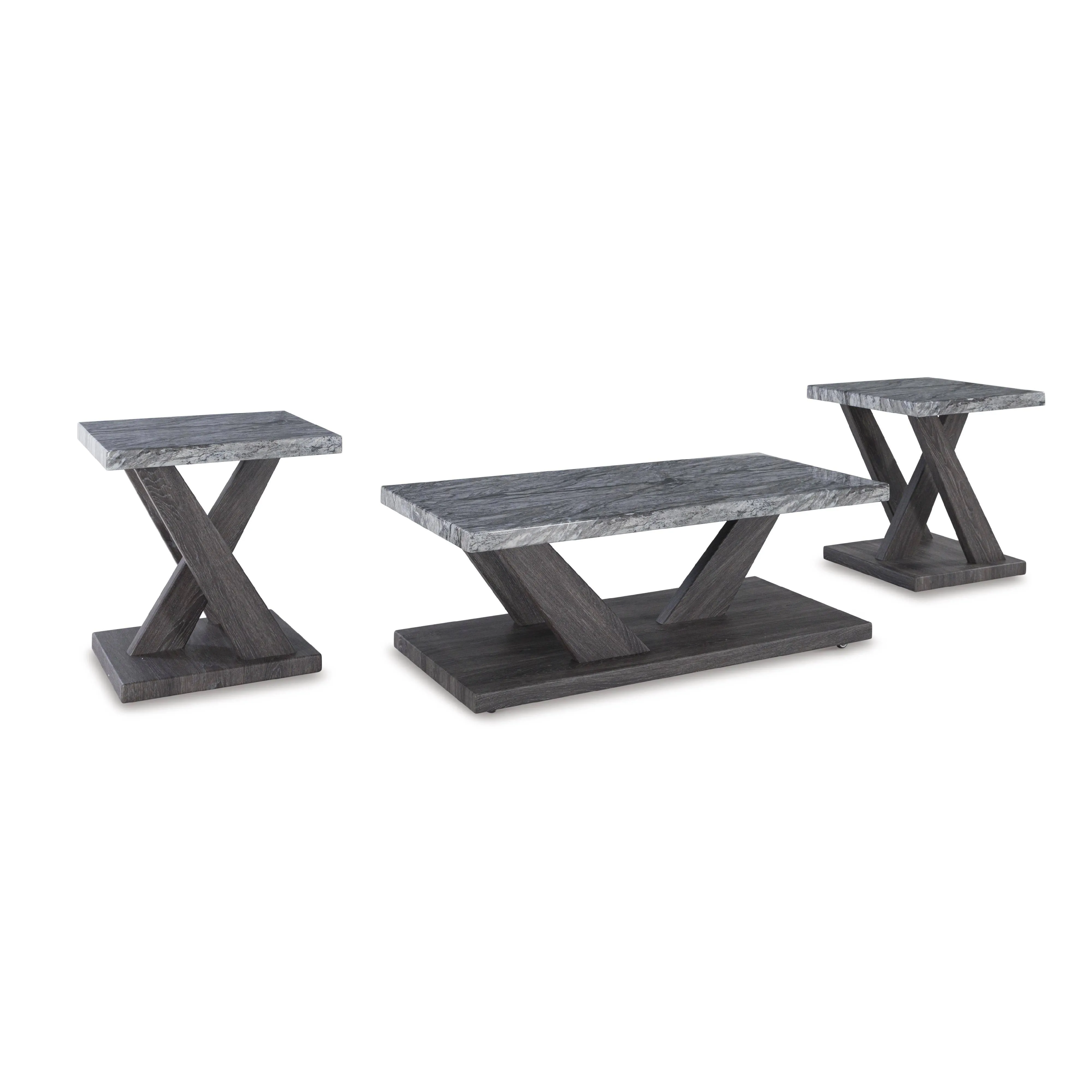 BENSONALE Brown/Gray Table, Set of 3