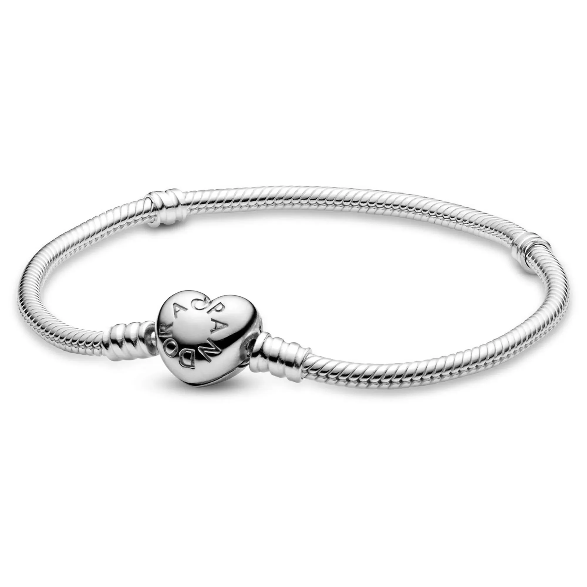 Pandora Sterling Silver Moments Women's Heart Clasp Snake Chain Bracelet