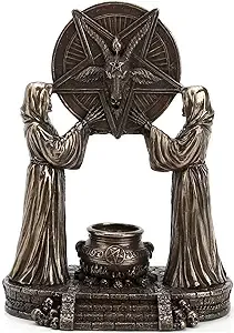 Veronese Design 7 1/4" Sigil of Baphomet Occult Altar Backflow Incense Burner Resin Sculpture Bronze Finish