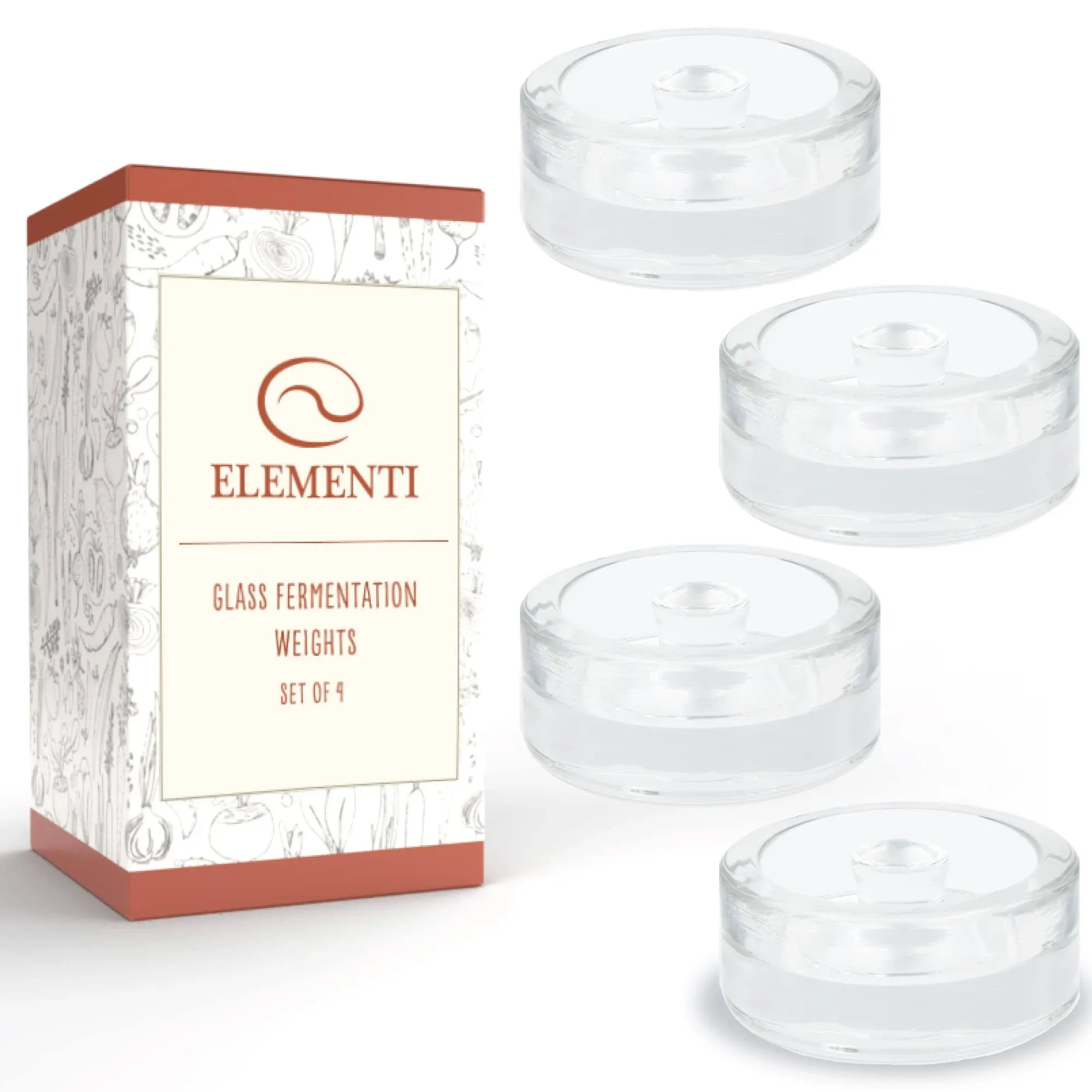 Elementi Fermenting Weights Set of 4 - Easy Grip Glass Fermentation Weight for ...