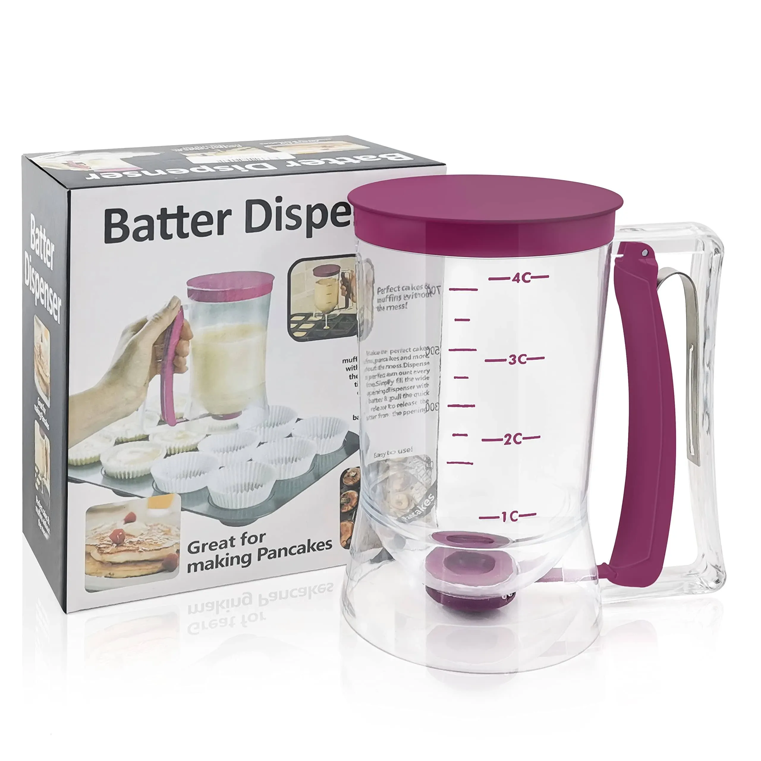 Pancake Cupcake Batter Dispenser Bakeware Maker with Measuring Label Baking Tool