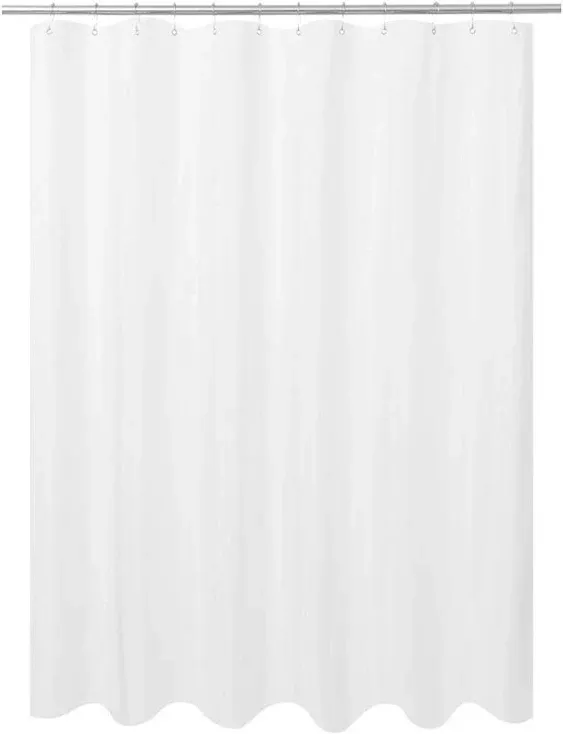 N&Y HOME Ultimate Waterproof Fabric Shower Curtain or Liner, Machine Washable, Breathable Fabric TPU Lining Bath Tub Shower Liner, White, 72x72 inch