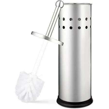 Home Intuition Modern Brushed Stainless Steel Toilet Brush & Holder Set, Bathroom ...