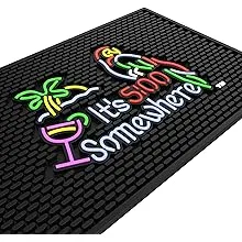 Ultra High Quality Bar Mat - "It's 5:00 Somewhere" 12 x 18 Inch Rubber Bar Mat; Entertaining and Vibrant Bar Mat for Home Bar; Durable Bar Mats for Countertop; Drying Mat for Kitchen CounterUltra High Quality Bar Mat - "It's 5:00 Somewhere" 12 x 1…