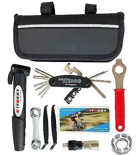 Bike Repair Kit & Bicycle Tire Pump, All In One Bike Repair Tool,