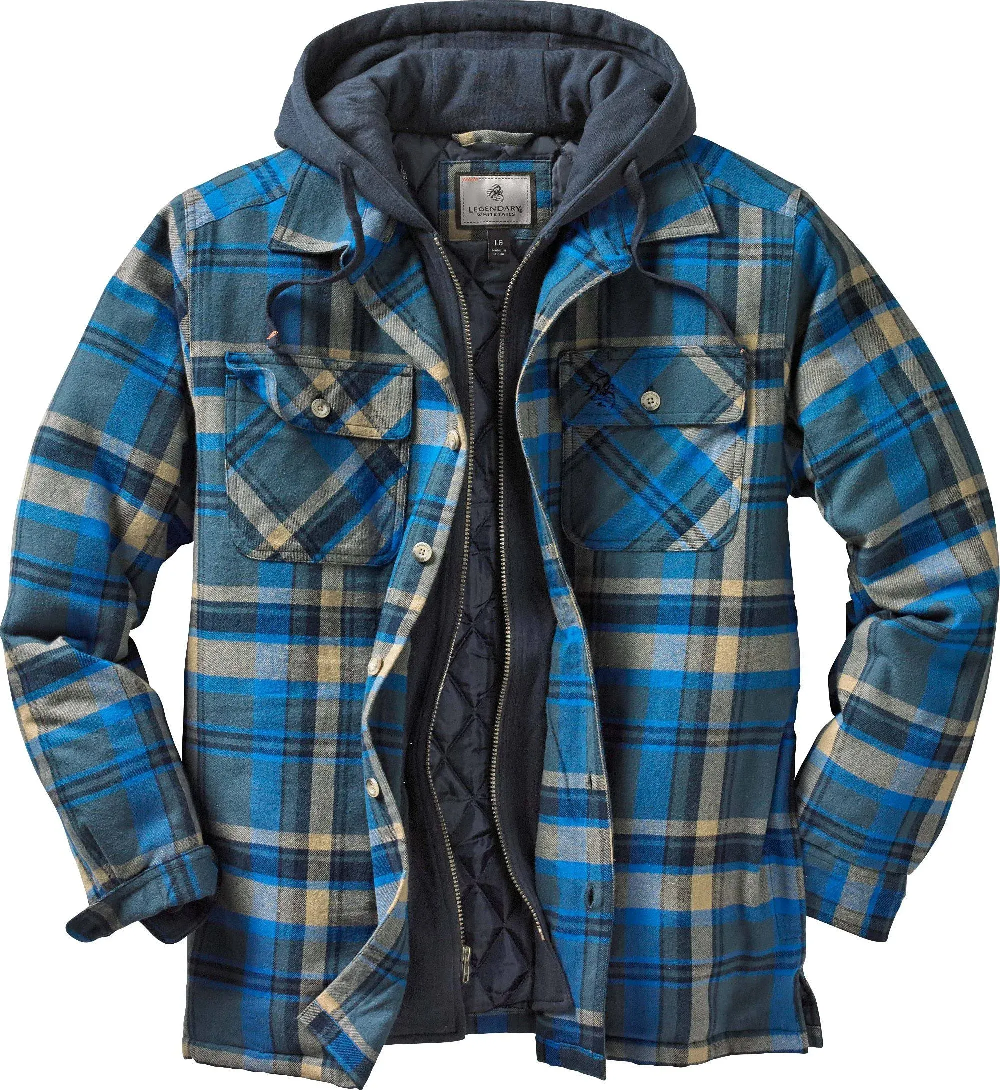 Men&#039;S Maplewood Hooded Shirt Jacket, Tomahawk Plaid, Large