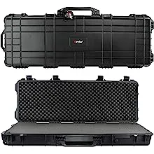 Eylar 44 Inch Protective Roller Rifle Hard Case with Foam, Waterproof & Crushproof, Two Rifles Or Multiple Guns, Pressure Valve with Lockable Fittings Black