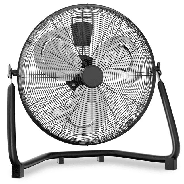 mollie 20" High Velocity Floor Fan, 3-Speed Heavy Duty Metal Cradle Floor Fan with 120-Degree Adjustable Tilt for Commercial Garage and Greenhouse, Black