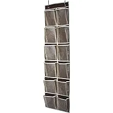 MISSLO Heavy Duty Organizer for Narrow Door with 12 Mesh Pockets Brown