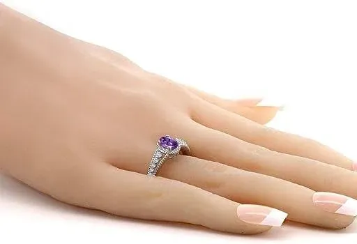 Amethyst & White Topaz Ring Sterling Silver