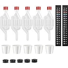  S-Shape Brewing Airlock Kit, 5 Pack Homebrew Twin Bubble Airlocks Set with 